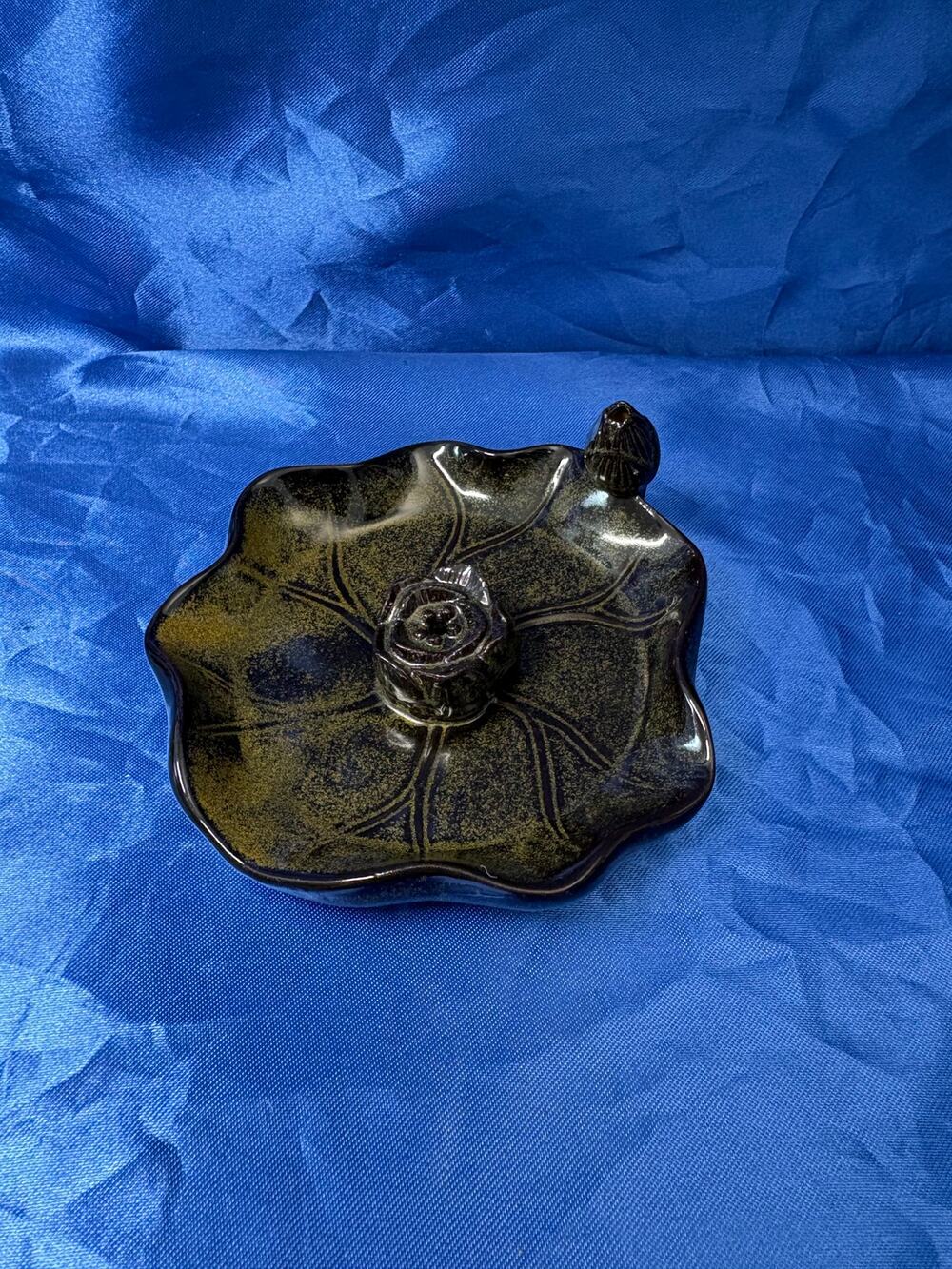 Vintage Ceramic Lotus Incense Burner or Trinket Dish
